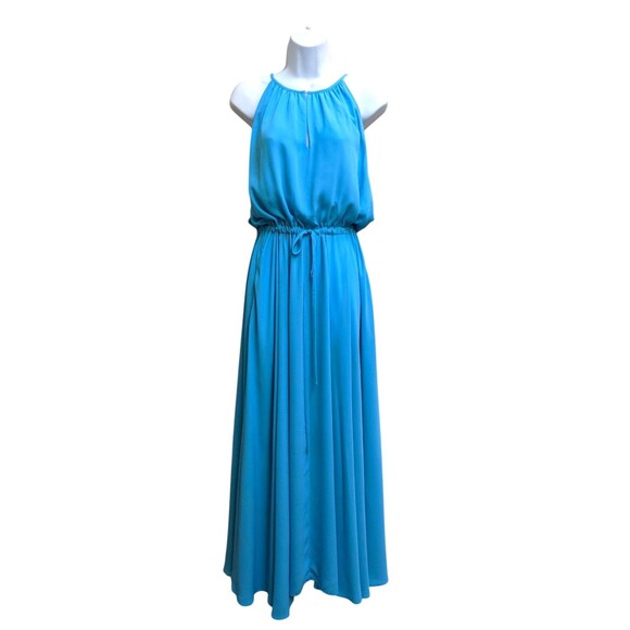 Diane Von Furstenberg Maxi Dress Sz L Turquoise Blue Wedding Baby Bridal Shower - Picture 1 of 16